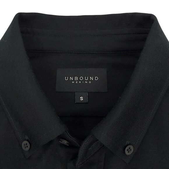 Unbound Merino Men's Long Sleeve Button Down Shirt Black Small *Flaws - Picture 6 of 15